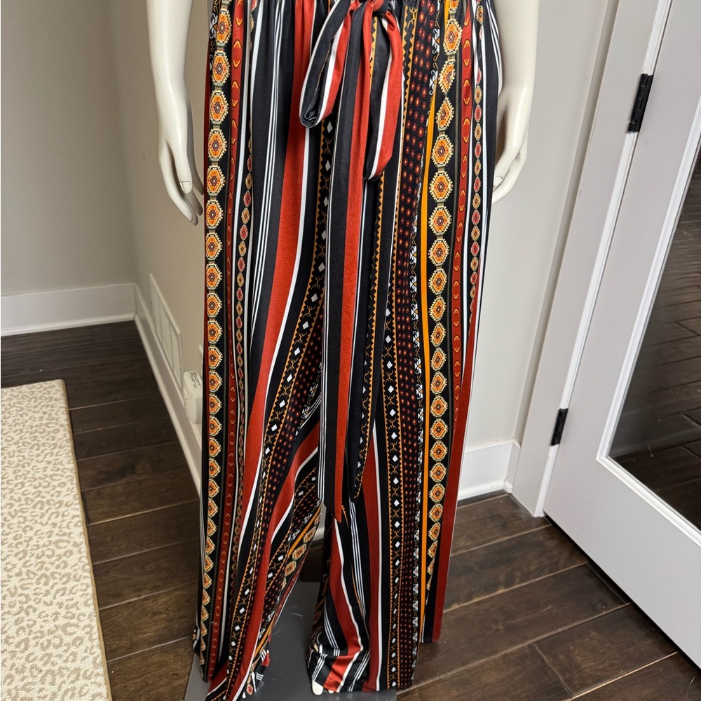 SHEIN Curve Multicolor Striped Wide Leg Pants Size 30